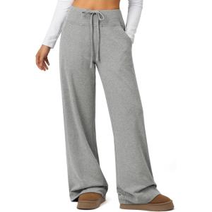 imageATHMILE Sweatpants Women Fall Outfits Wide Leg Baggy Pants HighWaisted Drawstring Sweat Pants Fashion Joggers 2025Grey