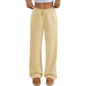imageATHMILE Womens Sweatpants Wide Leg Barrel Pants Baggy Joggers Low Waist Fall Fashion Winter Clothing Pockets 2025Apricot