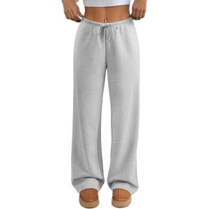 imageATHMILE Womens Sweatpants Wide Leg Barrel Pants Baggy Joggers Low Waist Fall Fashion Winter Clothing Pockets 2025Grey