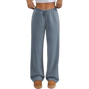 imageATHMILE Womens Sweatpants Wide Leg Barrel Pants Baggy Joggers Low Waist Fall Fashion Winter Clothing Pockets 2025Grey Blue