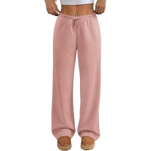 imageATHMILE Womens Sweatpants Wide Leg Barrel Pants Baggy Joggers Low Waist Fall Fashion Winter Clothing Pockets 2025Pink
