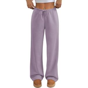 imageATHMILE Womens Sweatpants Wide Leg Barrel Pants Baggy Joggers Low Waist Fall Fashion Winter Clothing Pockets 2025Purple