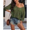 imageATHMILE Off The Shoulder Tops for Women Spring Summer Crochet Hollow Out 34 Sleeve Pullover Sweater Beach Vacation ClothesArmy Green