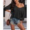 imageATHMILE Off The Shoulder Tops for Women Spring Summer Crochet Hollow Out 34 Sleeve Pullover Sweater Beach Vacation ClothesBlack