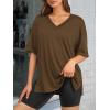 imageATHMILE Oversized Tshirts for Women Summer 2026 V Neck Casual Workout Plus Size Tops Spring Fashion Cute Basic Trendy OutfitsBrown