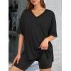 imageATHMILE Oversized Tshirts for Women Summer Beach 2025 V Neck Casual Tunic Tops Spring Fashion Cute Basic Trendy OutfitsBlack