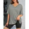 imageATHMILE Oversized Tshirts for Women Summer Beach 2025 V Neck Casual Tunic Tops Spring Fashion Cute Basic Trendy OutfitsGrey