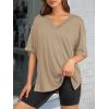 imageATHMILE Oversized Tshirts for Women Summer Beach 2025 V Neck Casual Tunic Tops Spring Fashion Cute Basic Trendy OutfitsKhaki
