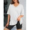 imageATHMILE Oversized Tshirts for Women Summer Beach 2025 V Neck Casual Tunic Tops Spring Fashion Cute Basic Trendy OutfitsWhite