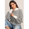 imageATHMILE Womens Fashion Turtleneck Sweater Long Sleeve Plaid Ribbed Knit Loose Pullover Tops Trendy Office OutfitsCarbon