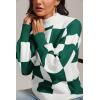 imageATHMILE Womens Fashion Turtleneck Sweater Long Sleeve Plaid Ribbed Knit Loose Pullover Tops Trendy Office OutfitsDarkgreenplaid