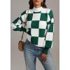 imageATHMILE Womens Fashion Turtleneck Sweater Long Sleeve Plaid Ribbed Knit Loose Pullover Tops Trendy Office OutfitsDarkgreenplaid