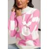 imageATHMILE Womens Fashion Turtleneck Sweater Long Sleeve Plaid Ribbed Knit Loose Pullover Tops Trendy Office OutfitsPinkplaid