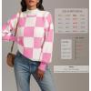 imageATHMILE Womens Fashion Turtleneck Sweater Long Sleeve Plaid Ribbed Knit Loose Pullover Tops Trendy Office OutfitsPinkplaid
