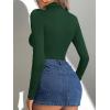 imageATHMILE Womens Mock Turtle Neck Long Sleeve Tops Bodysuit JumpsuitGreen