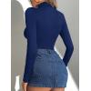 imageATHMILE Womens Mock Turtle Neck Long Sleeve Tops Bodysuit JumpsuitNavy Blue