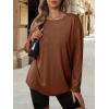 imageATHMILE Womens Oversized Long Sleeve T Shirts Basic Crewneck Tee Fall Tops Casual Workout Fashion Casual Y2K ClothesLight Brown