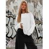 imageATHMILE Womens Oversized Long Sleeve T Shirts Basic Crewneck Tee Fall Tops Casual Workout Fashion Casual Y2K ClothesWhite