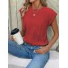imageATHMILE Womens Short Sleeve Summer Tops Crewneck Textured Shirts Basic T Shirt Casual Work BlousesRed