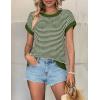 imageATHMILE Womens Short Sleeve Sweater Spring Summer Striped Round Neck Pullover Cap Sleeve Knit Cute Fashion Vest TopsArmy Green