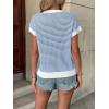imageATHMILE Womens Short Sleeve Sweater Spring Summer Striped Round Neck Pullover Cap Sleeve Knit Cute Fashion Vest TopsBlue
