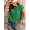 imageATHMILE Womens Spring Tops Summer Shirts Beach Vacation Crochet Cap Sleeve Knit Sweater Pullover Cute Fashion ClothesGreen