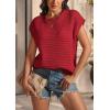 imageATHMILE Womens Spring Tops Summer Shirts Beach Vacation Crochet Cap Sleeve Knit Sweater Pullover Cute Fashion ClothesRed