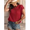 imageATHMILE Womens Spring Tops Summer Shirts Beach Vacation Crochet Cap Sleeve Knit Sweater Pullover Cute Fashion ClothesRed