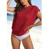 imageATHMILE Womens Spring Tops Summer Shirts Beach Vacation Crochet Cap Sleeve Knit Sweater Pullover Cute Fashion ClothesRed