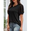 imageATHMILE Womens Summer Tops Pleated Crew Neck T Shirts Swiss Dot Puff Sleeve Loose Casual Blouses Trendy Date OutfitsBlack