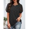imageATHMILE Womens Summer Tops Pleated Crew Neck T Shirts Swiss Dot Puff Sleeve Loose Casual Blouses Trendy Date OutfitsPolka Dots