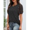 imageATHMILE Womens Summer Tops Pleated Crew Neck T Shirts Swiss Dot Puff Sleeve Loose Casual Blouses Trendy Date OutfitsPolka Dots