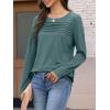 imageATHMILE Womens Tops Trendy Long Sleeve Shirts for Women Loose Fit Dressy Casual Blouses Pleated Tunic Tops for LeggingsBluegreen