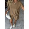 imageATHMILE Womens Two Piece Sets Summer Crew Neck Cap Sleeve Tops Lounge Shorts Beach Vacation Rompers Outfits With PocketsCoffee Brown
