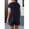 imageATHMILE Womens Two Piece Sets Summer Crew Neck Cap Sleeve Tops Lounge Shorts Beach Vacation Rompers Outfits With PocketsNavy Blue