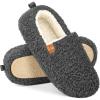 imageATHMILE Fuzzy Slippers for Women House Slippers Memory Foam Curly Loafer with Polar Fleece Lining Indoor Outdoor GreyDark Grey