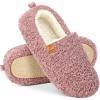 imageATHMILE Fuzzy Slippers for Women House Slippers Memory Foam Curly Loafer with Polar Fleece Lining Indoor Outdoor GreyPink