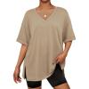 imageATHMILE Oversized Tshirts for Women Summer 2026 V Neck Casual Workout Plus Size Tops Spring Fashion Cute Basic Trendy OutfitsKhaki