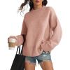 imageATHMILE Sweaters for Women 2025 Fall Fashion Outfits Long Sleeve Loose Casual Crewneck Ribbed Knit Pullover Winter ClothesPink