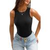 imageATHMILE Tank Top Body Suits Women Sexy Crew Neck Racerback Halter Ribbed Sleeveless Bodysuit for WomenBlack