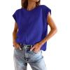 imageATHMILE Womens Cap Sleeve Tops Casual Crew Neck Loose Fit Knit Lightweight Sweater Pullover Summer Outfits Fashion VestNavy Blue