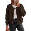 imageATHMILE Womens Cardigan Sweaters Long Sleeve Button Up Old Money Cropped Fall Winter Casual Knit Outwear Fashion Trendy Ladies 2025 Chocolate Brown