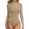 imageATHMILE Womens Mock Turtle Neck Long Sleeve Tops Bodysuit JumpsuitNude