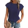 imageATHMILE Womens Short Sleeve Summer Tops Crewneck Textured Shirts Basic T Shirt Casual Work BlousesNavy