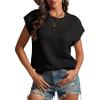 imageATHMILE Womens Spring Tops Summer Shirts Beach Vacation Crochet Cap Sleeve Knit Sweater Pullover Cute Fashion ClothesBlack
