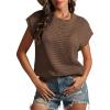 imageATHMILE Womens Spring Tops Summer Shirts Beach Vacation Crochet Cap Sleeve Knit Sweater Pullover Cute Fashion ClothesCoffee