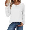 imageATHMILE Womens Tops Trendy Long Sleeve Shirts for Women Loose Fit Dressy Casual Blouses Pleated Tunic Tops for LeggingsWhite