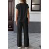 imageATHMILE Two Piece Sets for Women Casual Summer Travel Outfits Cap Sleeve Vacation Cap Sleeve Wide Leg Pants Lounge SetBlack