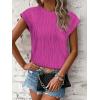 imageATHMILE Womens Short Sleeve Summer Tops Crewneck Textured Shirts Basic T Shirt Casual Work BlousesHot Pink