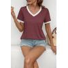 imageATHMILE Womens Short Sleeve TShirts Spring Summer Tops Casual Soft Tunic V Neck Basic Workout Clothes Fashion Outfits 2026Wine Red